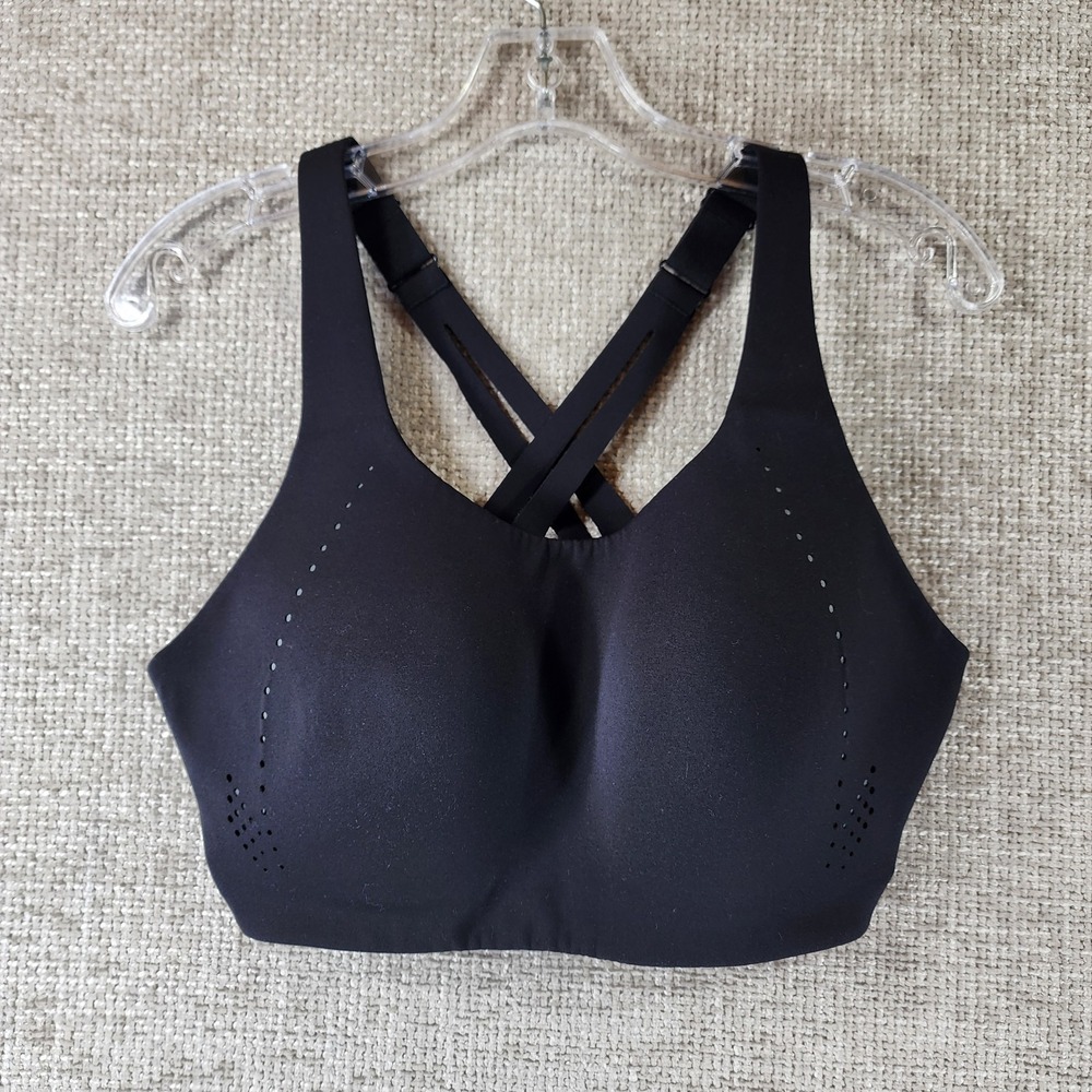 Lululemon Sports Bra Womens 38D Black Wirefree High Support Crossback Gym